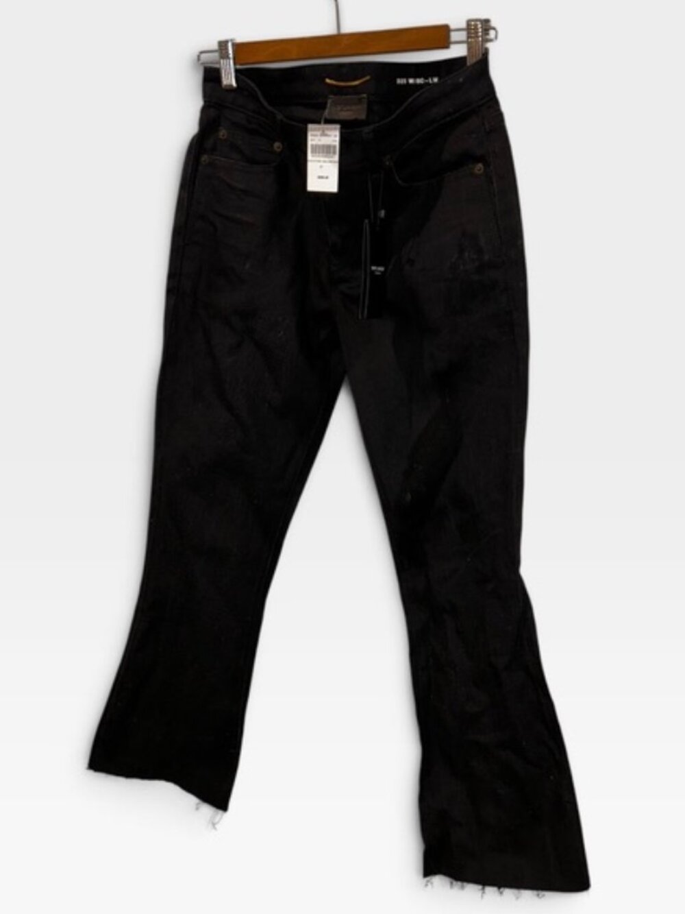 saint laurent paris france Barneys NEW NWT black cut off hem jeans D25 W/BC 26